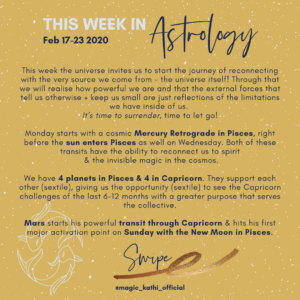 Horoscope of the week - Mercury Retrograde in Pisces, Mars in Capricorn